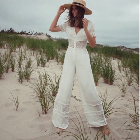 🔮Majorelle White Bohemian Lace Jumpsuit - Picture 9 of 9